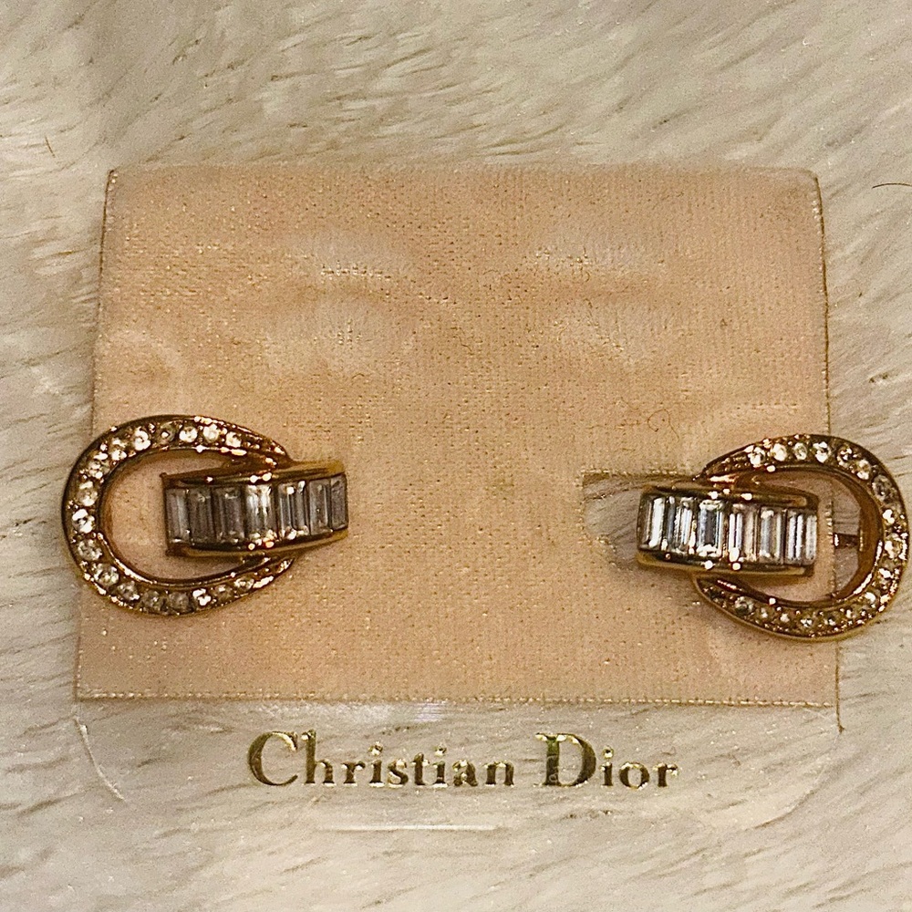 Vintage Dior Crystal Clip On Earings
